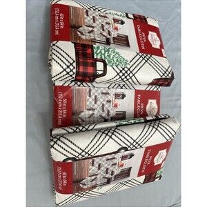 3 Holiday Time Christmas PEVA Tablecloths Black & White with Red Truck 60 X 84